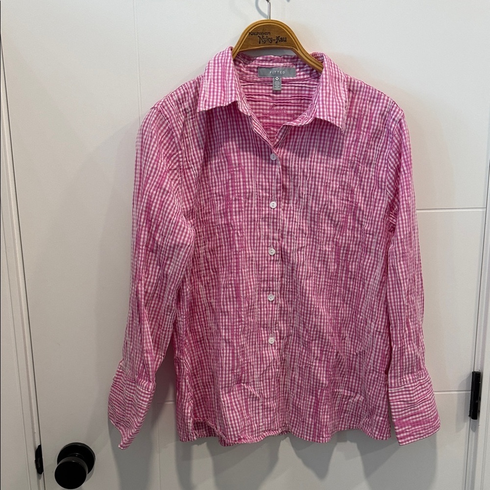 Fitten Pink Striped Button-Up Shirt size 16